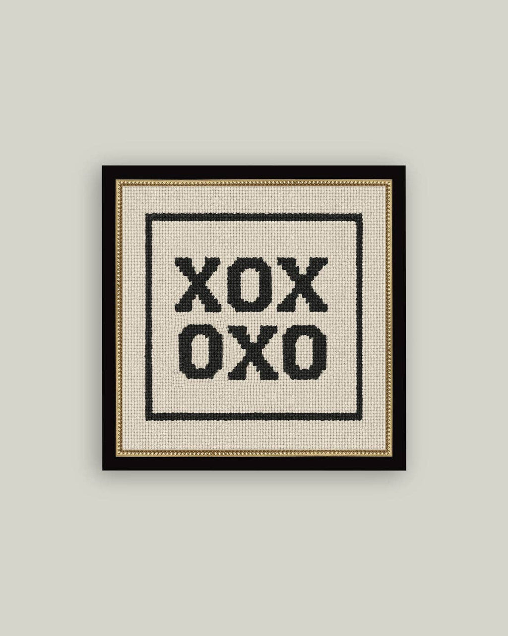 Cross Stitch XOXO Framed Antique Print: 5x5