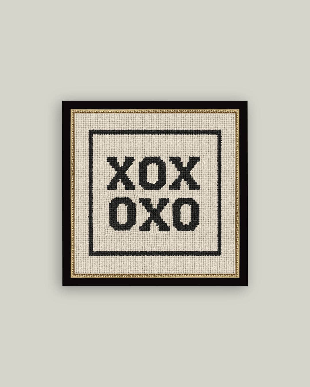 Cross Stitch XOXO Framed Antique Print: 5x5