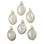 Vermeil Bezel Rainbow Moonstone faceted marquise Charm -C259