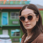 SARDINE - Aster - Toasted Moxie Round Checkered Sunglasses