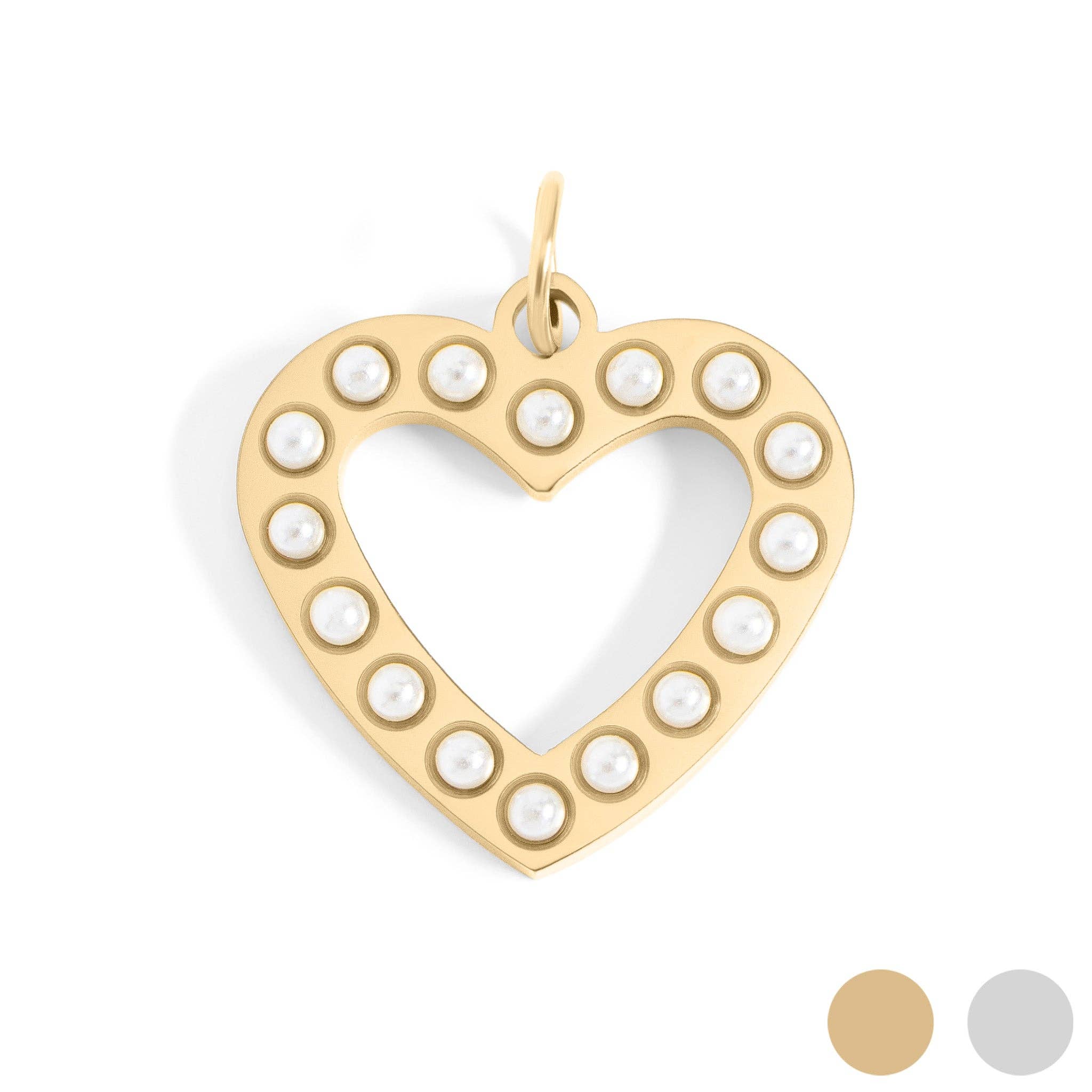 Pearl Beaded Heart Charm - C200