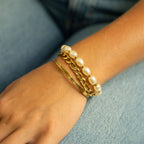 Kiska Glass Pearl Stretch Bracelet: S157