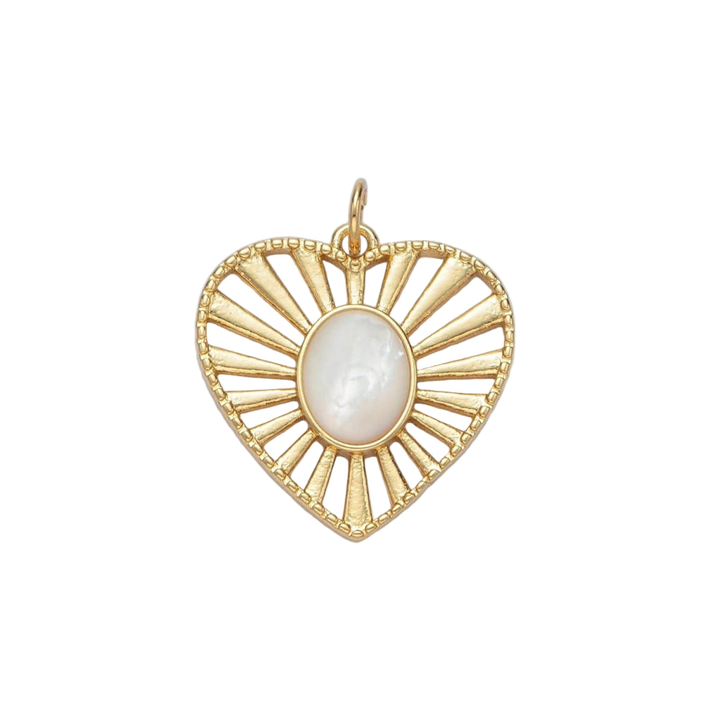 Sunburst Pearl Heart Charm - C121