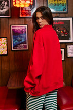 NICELIST | Reversible Slogan Mockneck Pullover: Red