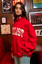 NICELIST | Reversible Slogan Mockneck Pullover: Red