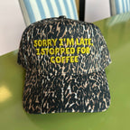 Sorry I'm Late, I Stopped for Coffee - Luxe Leopard Trucker Hat