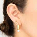 Diamond Chunky One Stone Earrings - E130
