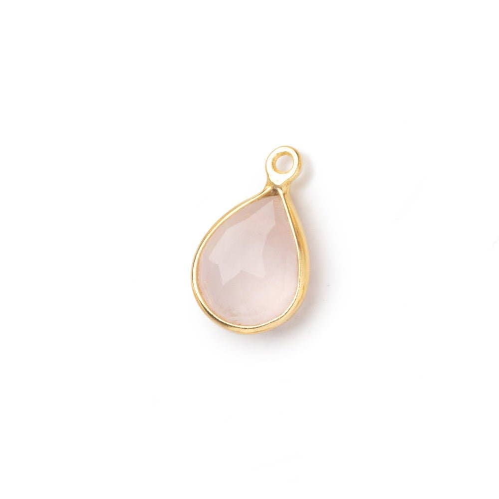 Vermeil Bezel Rose Quartz Faceted Pear Charm - C267