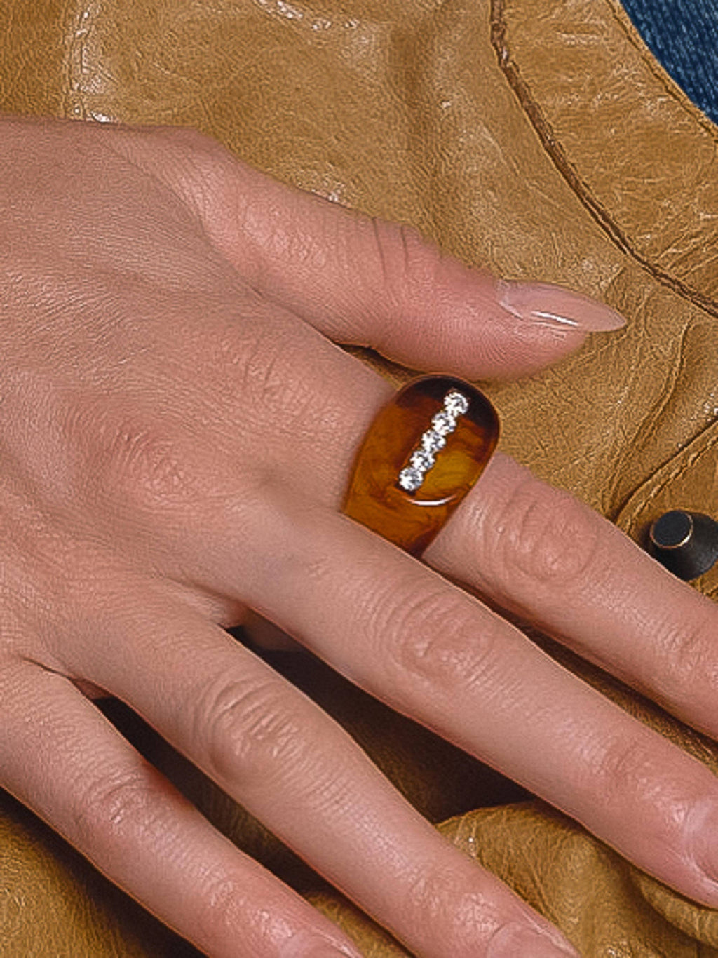 Amber Resin CZ Ring - A150