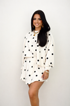 Ivory Polka Dot Long Sleeve Top & Skort Matching SET