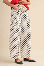 POLKA DOT PLEATED BARREL PANTS