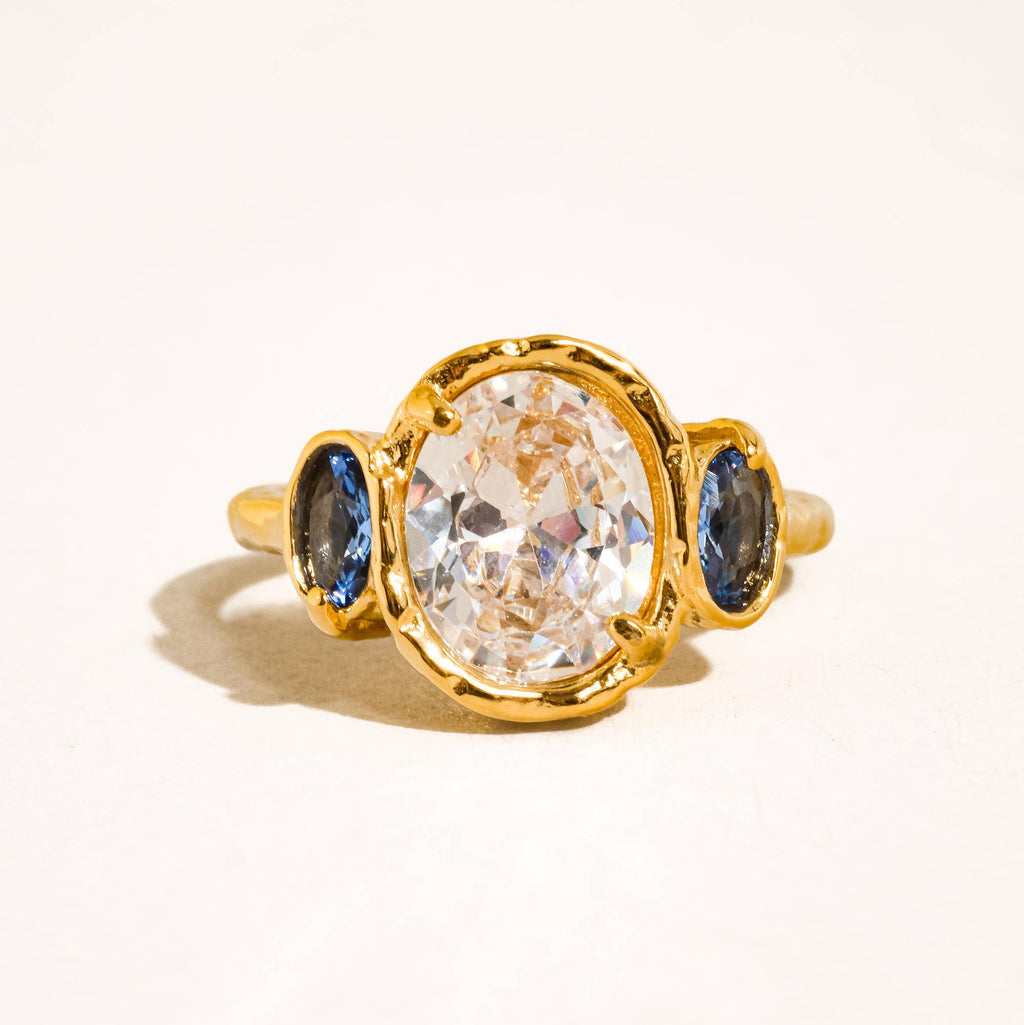 Vintage Blue Diamond Halo Ring - A11