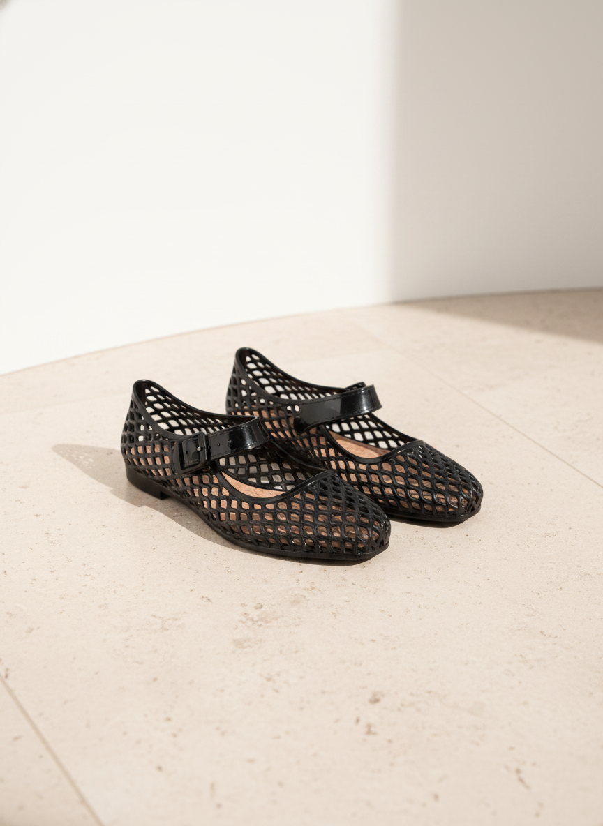 LISA Woven Jelly Mary Jane Flats: CAMEL