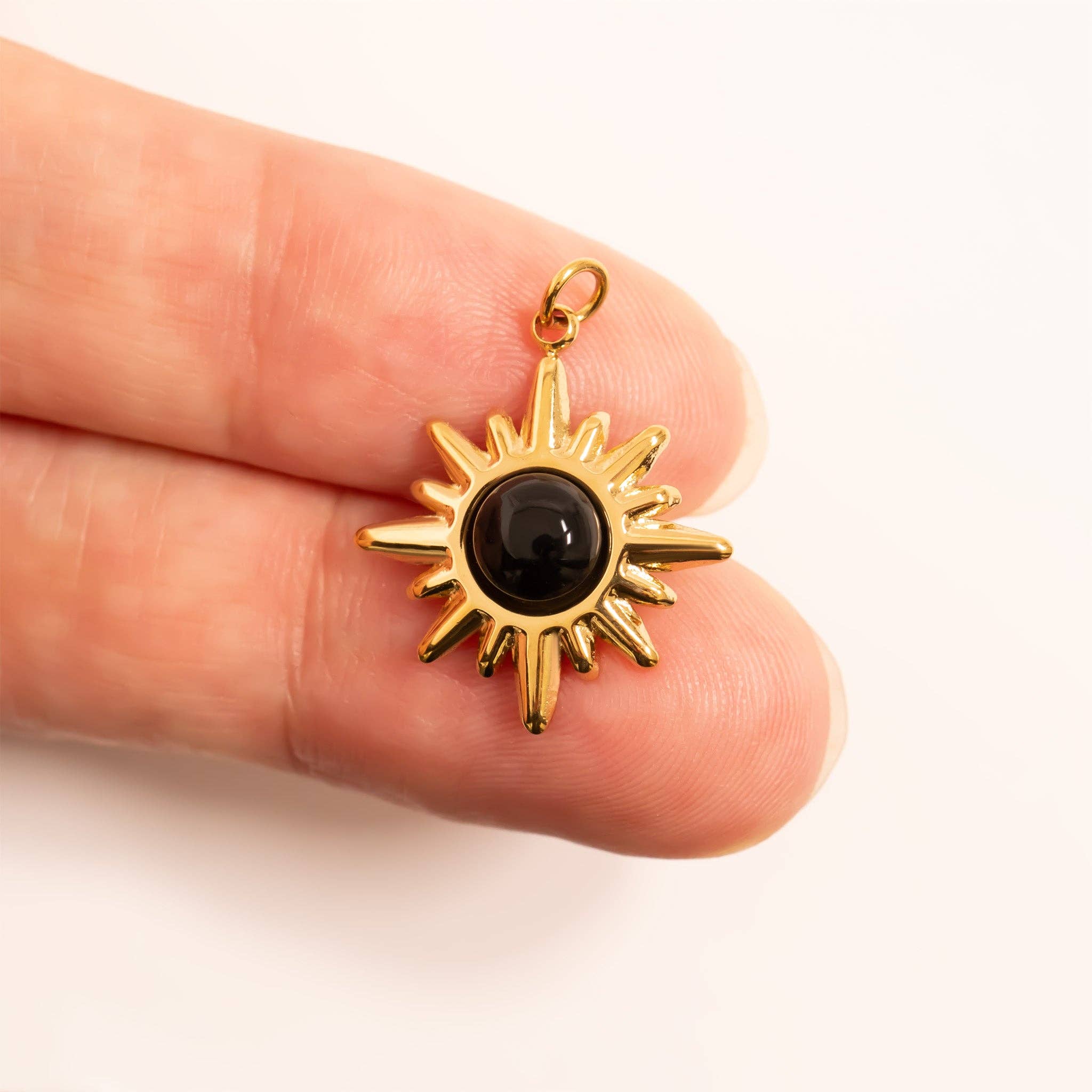 Black Stone Sun Charm - C149