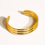 Stripe Bold Bangle Bracelet Cuff - SS3