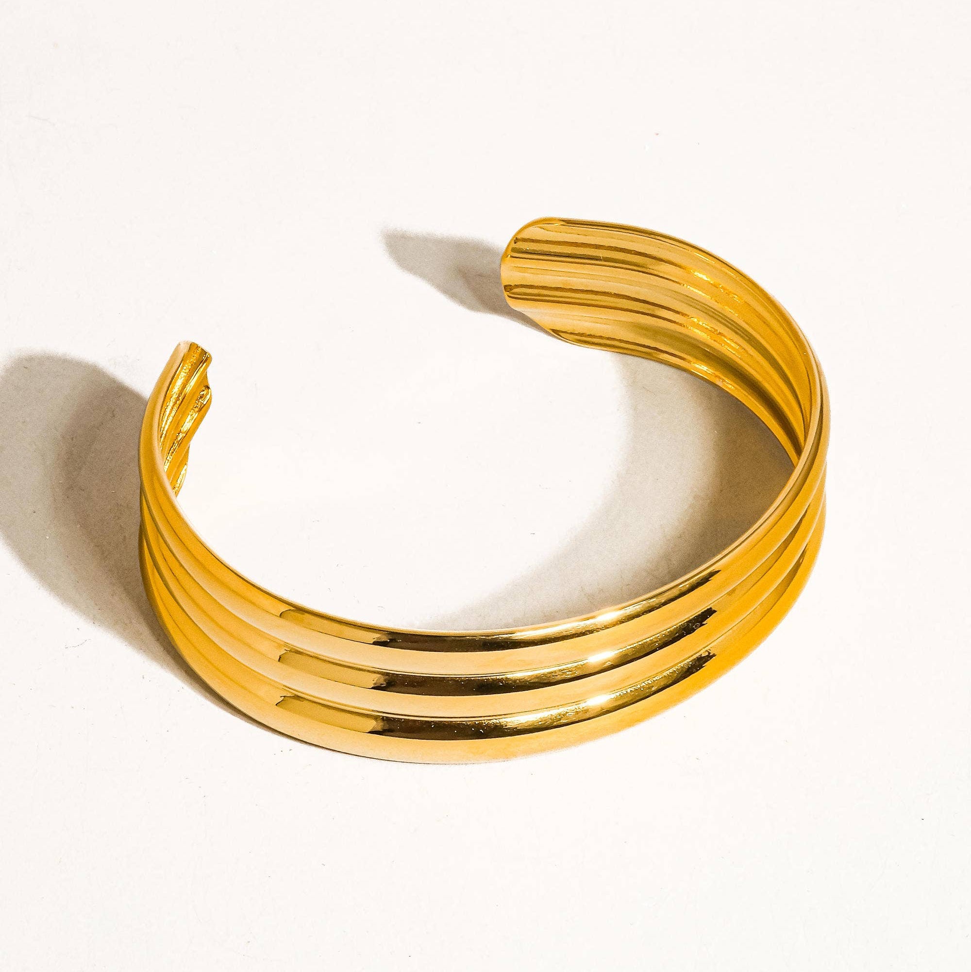 Stripe Bold Bangle Bracelet Cuff - SS3