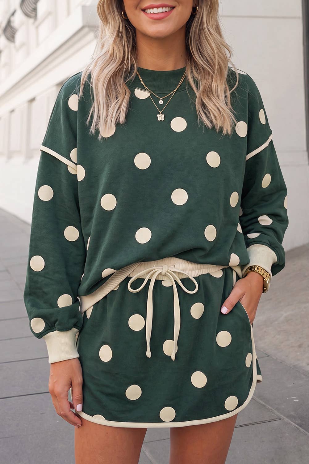 Polka Dot Print 2pcs Skort Set
