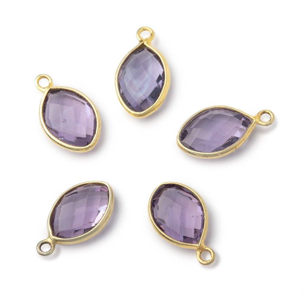 Vermeil Bezel Pink Amethyst Faceted Marquise Charm - C268