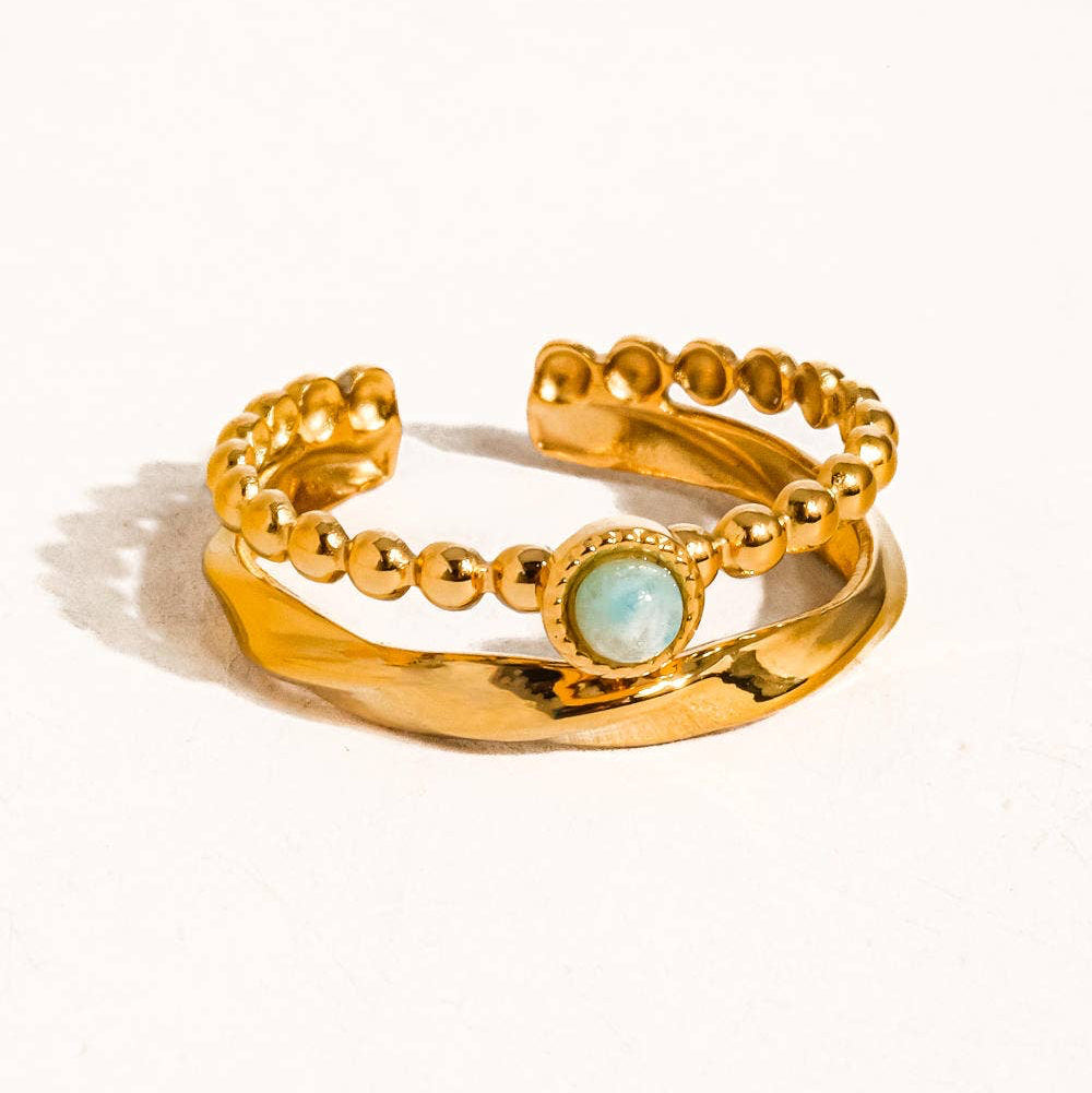 Layered Turquoise Stone Ring: A41