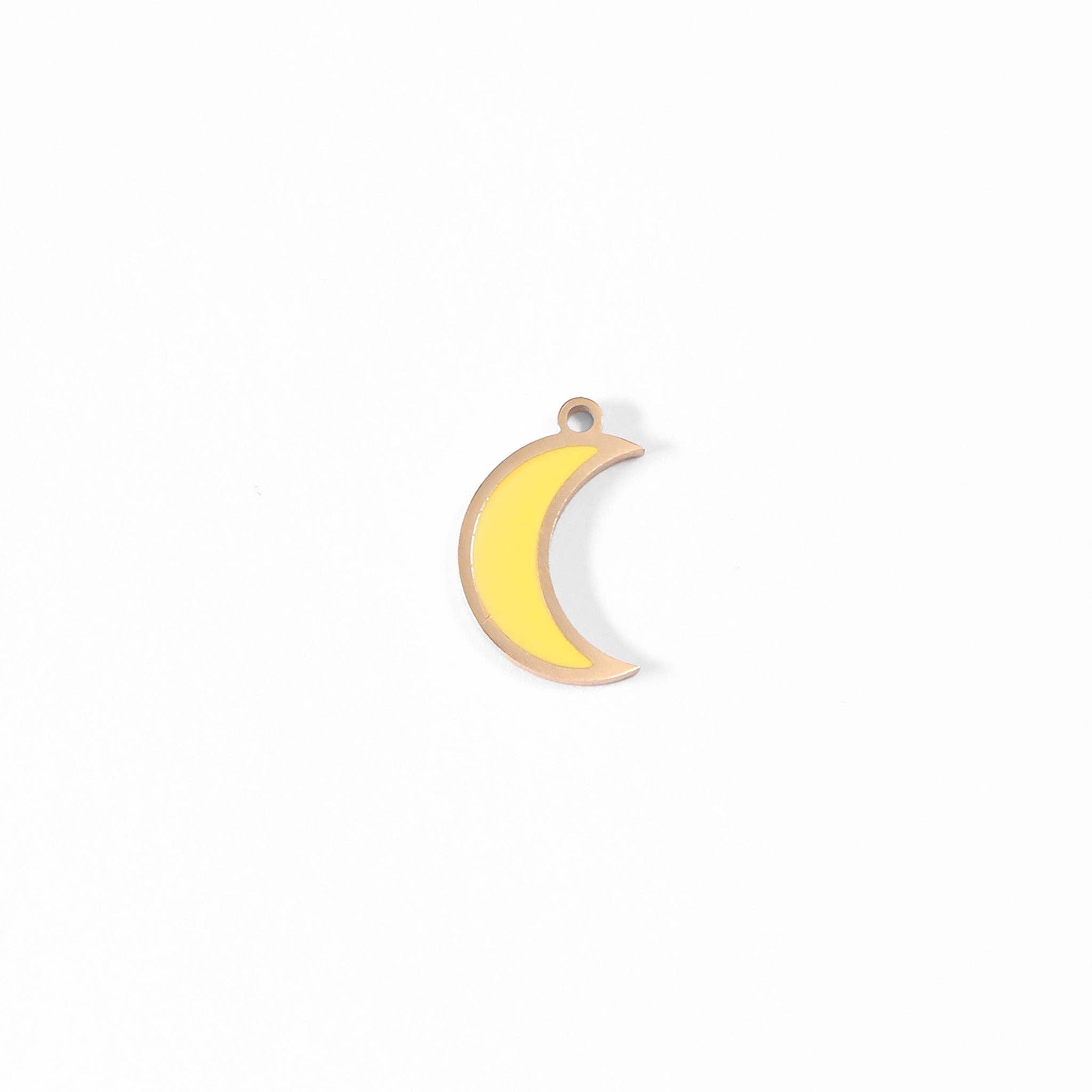 Yellow Crescent Moon Charm - C195