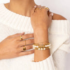 Yellow Gold 8mm Kiska Glass Pearl Stretch Bracelet: S162
