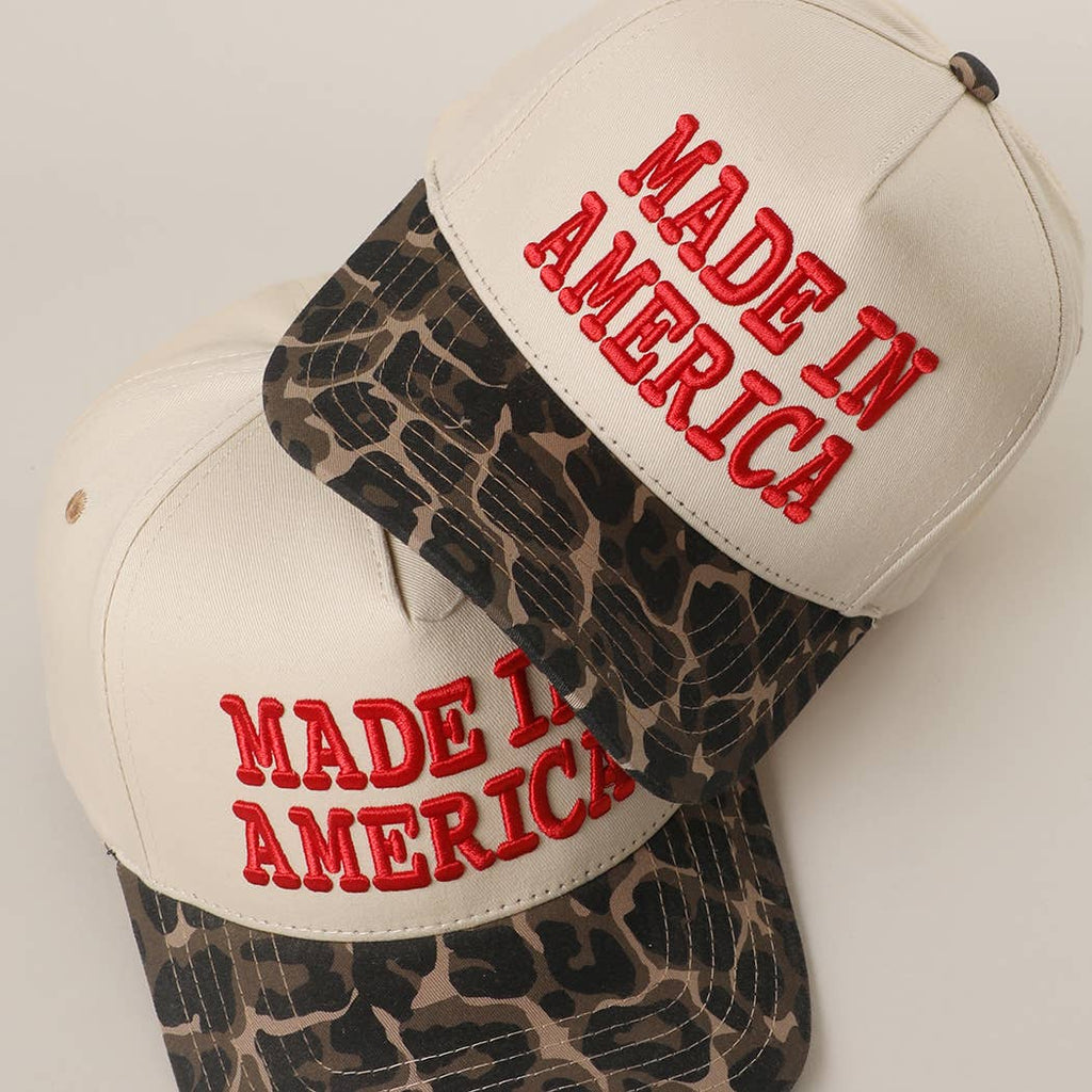 MADE IN AMERICA 3D Embroidered Two-Tone Leopard Brim Trucker: H4