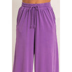 Wide Leg Mineral Wash Pants: BLACK