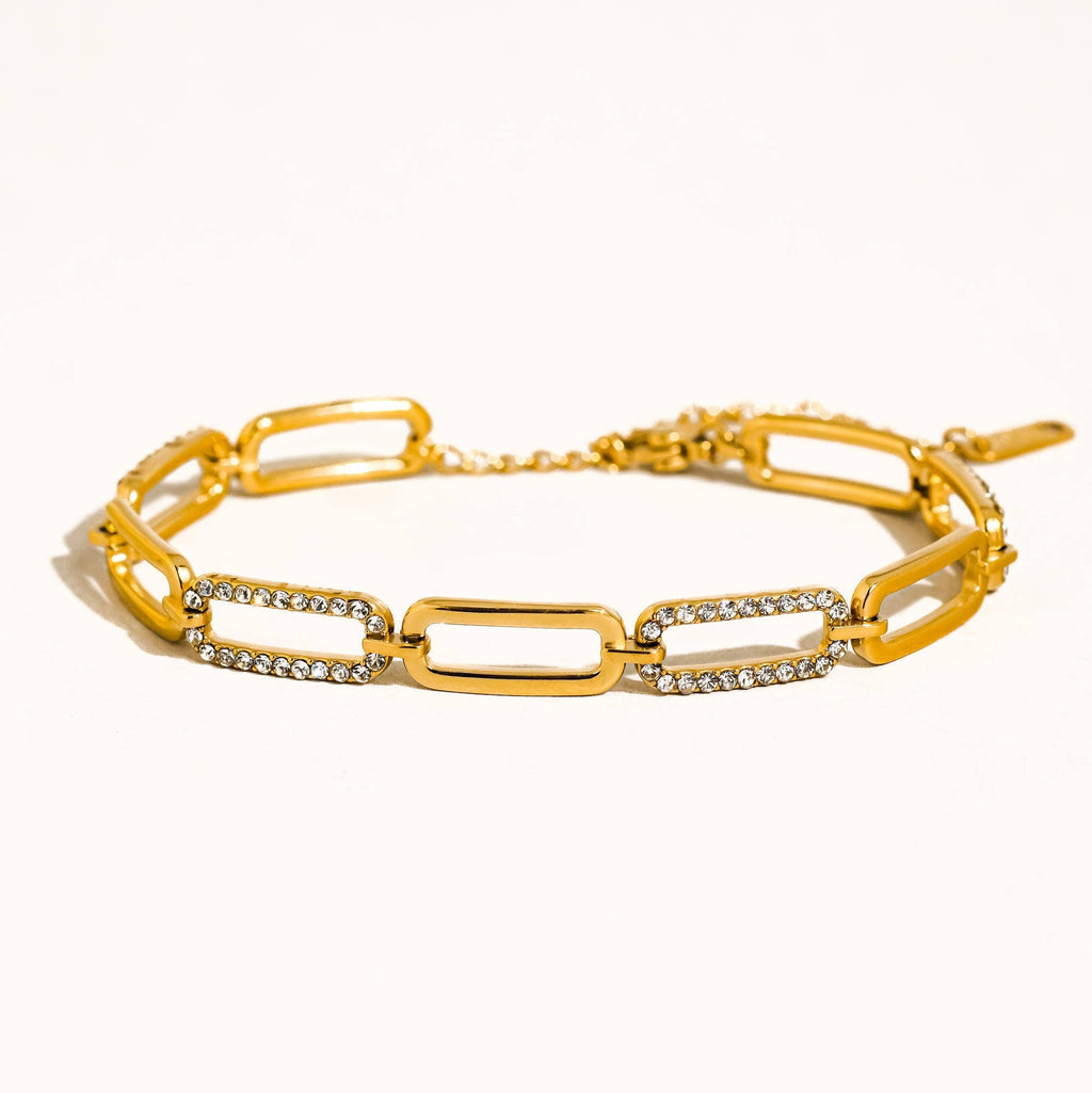 Paperclip Glam Rhinestone Chain Bracelet: S129