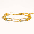 Paperclip Glam Rhinestone Chain Bracelet: S129