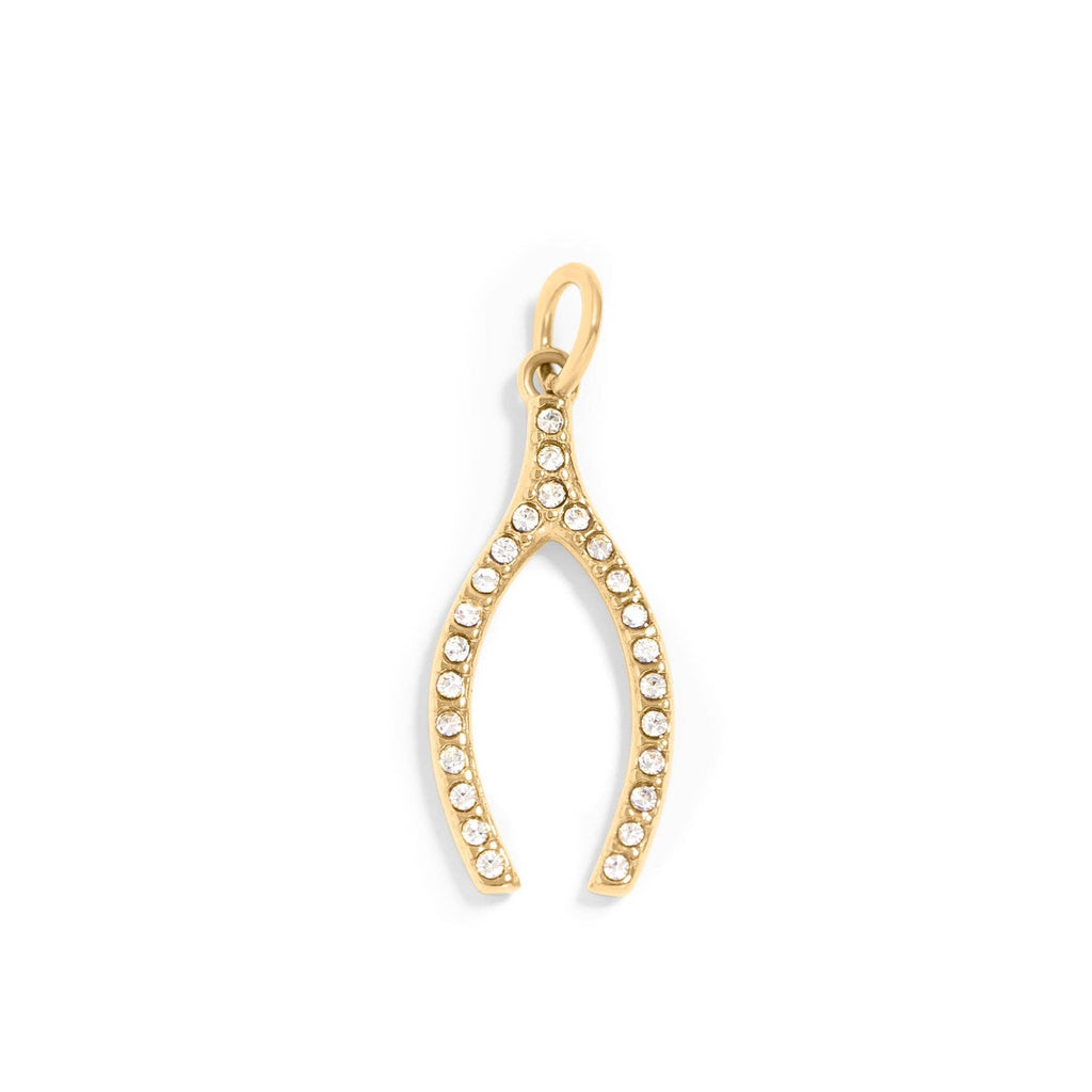 Rhinestone Wishbone Charm - C190