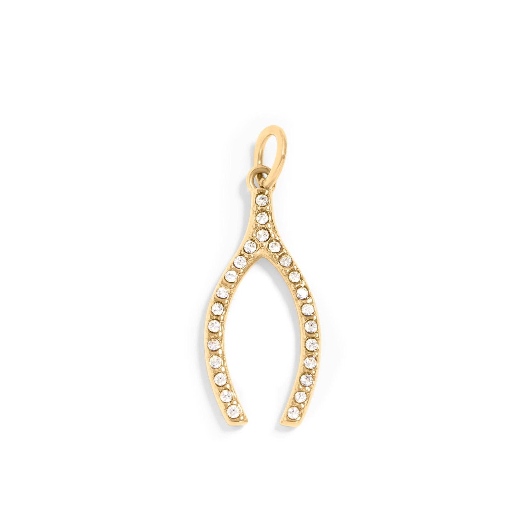 Rhinestone Wishbone Charm - C190