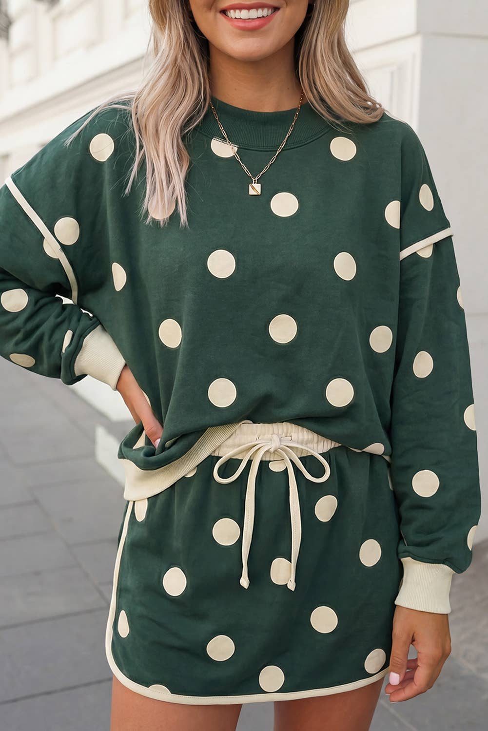 Polka Dot Print 2pcs Skort Set
