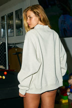 'MERRY' Embroidered Mock Neck Sweatshirt : MERRY
