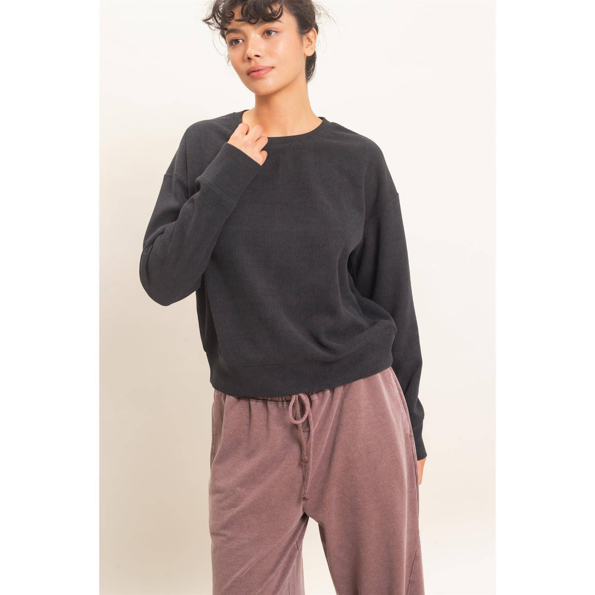 Waffle Knit Crew SET : ALPACA