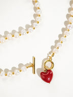 Vintage Natural Pearl Heart Necklace - N101