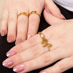 Triple Stone Fluted Stacking Ring: A115