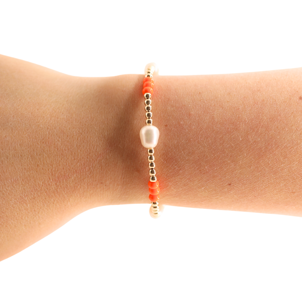 Orange Pearl Poppi Bracelet - S87