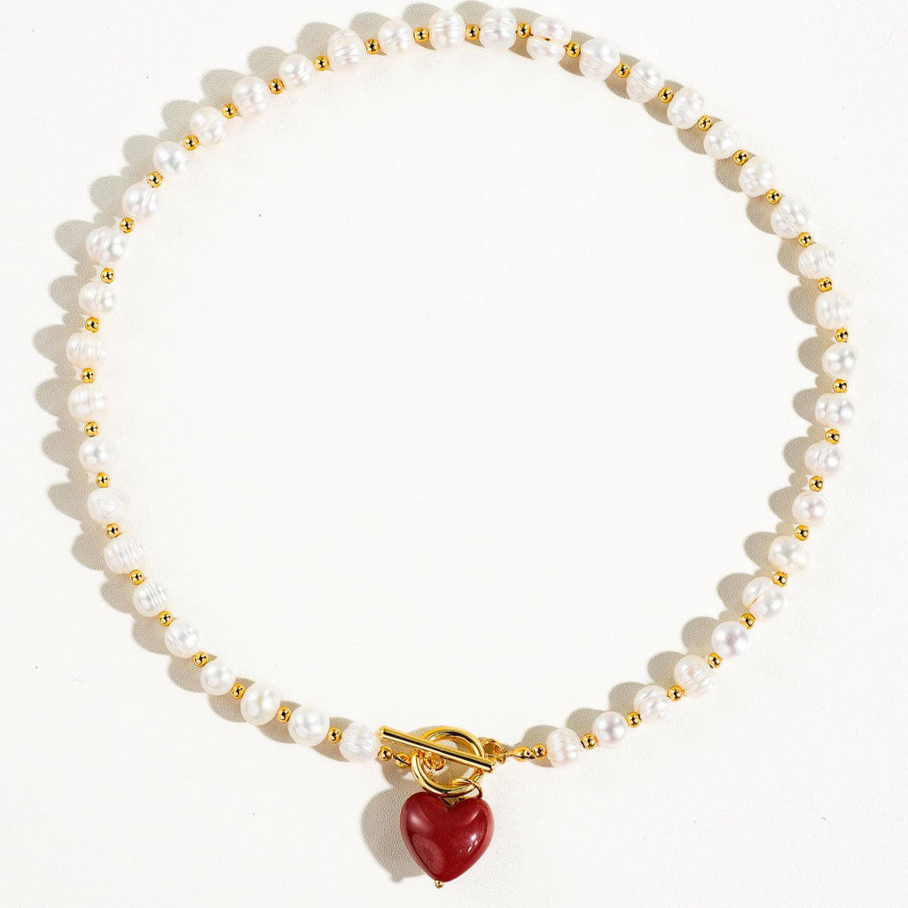 Vintage Natural Pearl Heart Necklace - N101