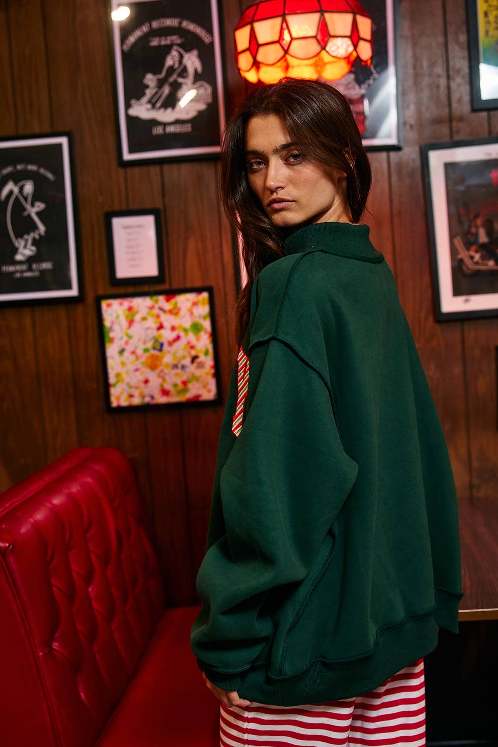 'MERRY' Embroidered Mock Neck Sweatshirt : MERRY