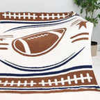 Football Pattern Throw Blanket with Tassels: FC3