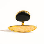 Vintage Black Agate Stone Ring - A48