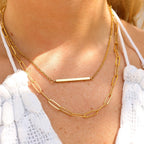Paperclip Layered Blank Bar Necklace: N154