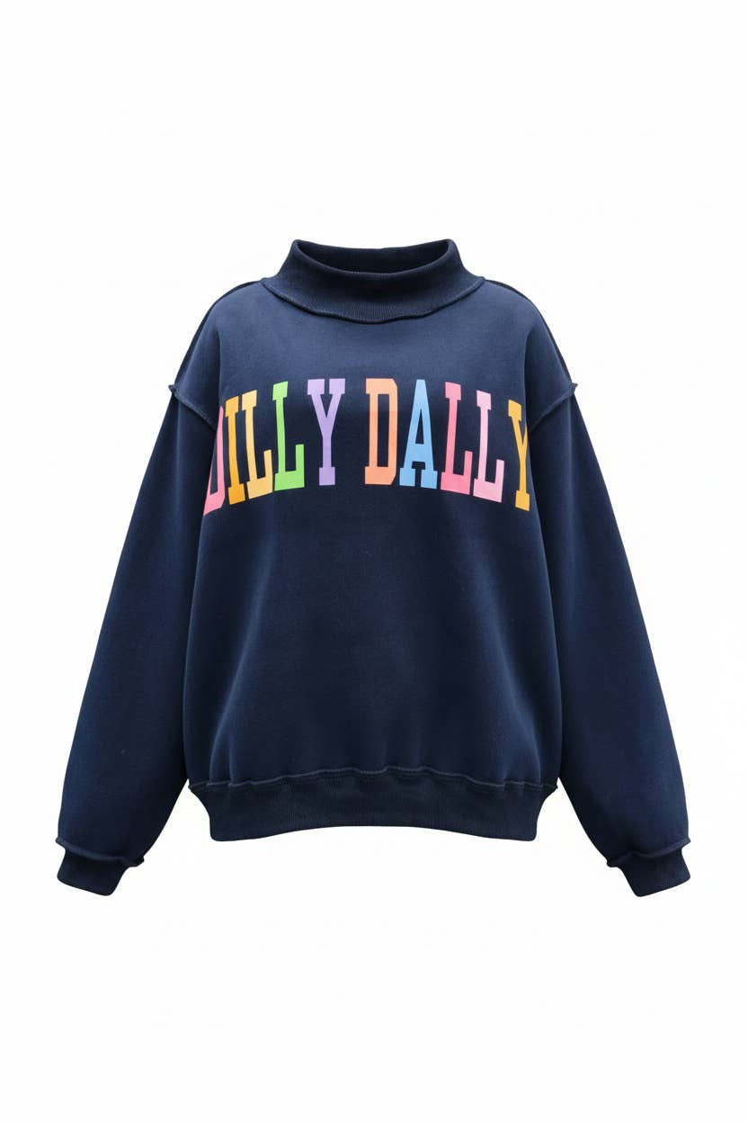 DILLYDALLY | Graphic Reversible Sweatshirt: Butter yellow