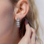 Silver Marquis CZ Stone Hoop Earrings - E134
