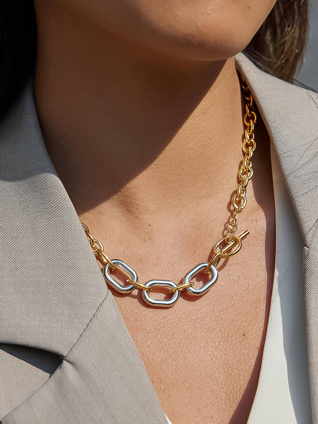 Chunky Mix Tone Chain Necklace - N80