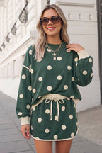 Polka Dot Print 2pcs Skort Set