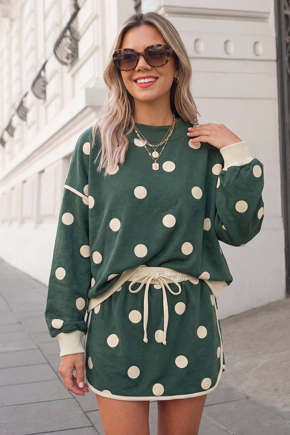Polka Dot Print 2pcs Skort Set