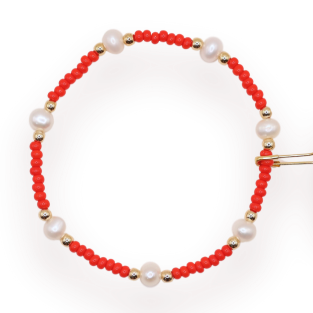Bright Red Pearl Bracelet - S86