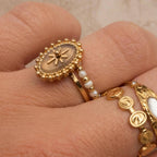 Rose Round Stone Ring- A42