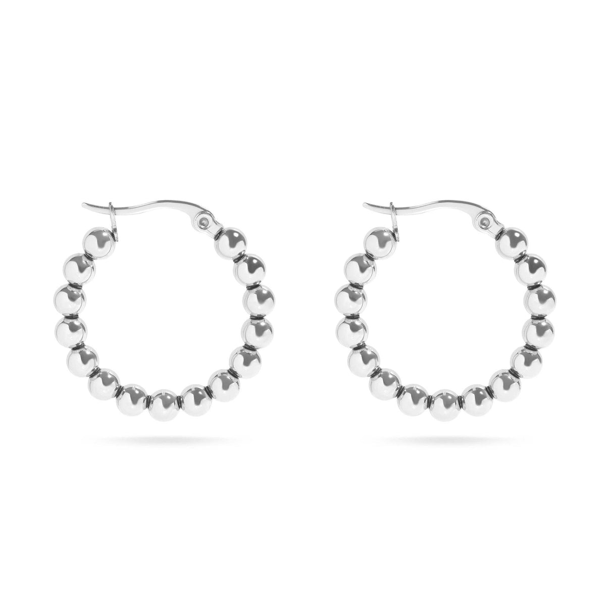 Silver Southern Circle Ball Hoop Earrings - E127